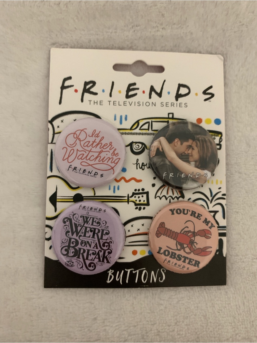 FRIENDS TV Series Button Set - Pastel Pink & Lavender Collectible
